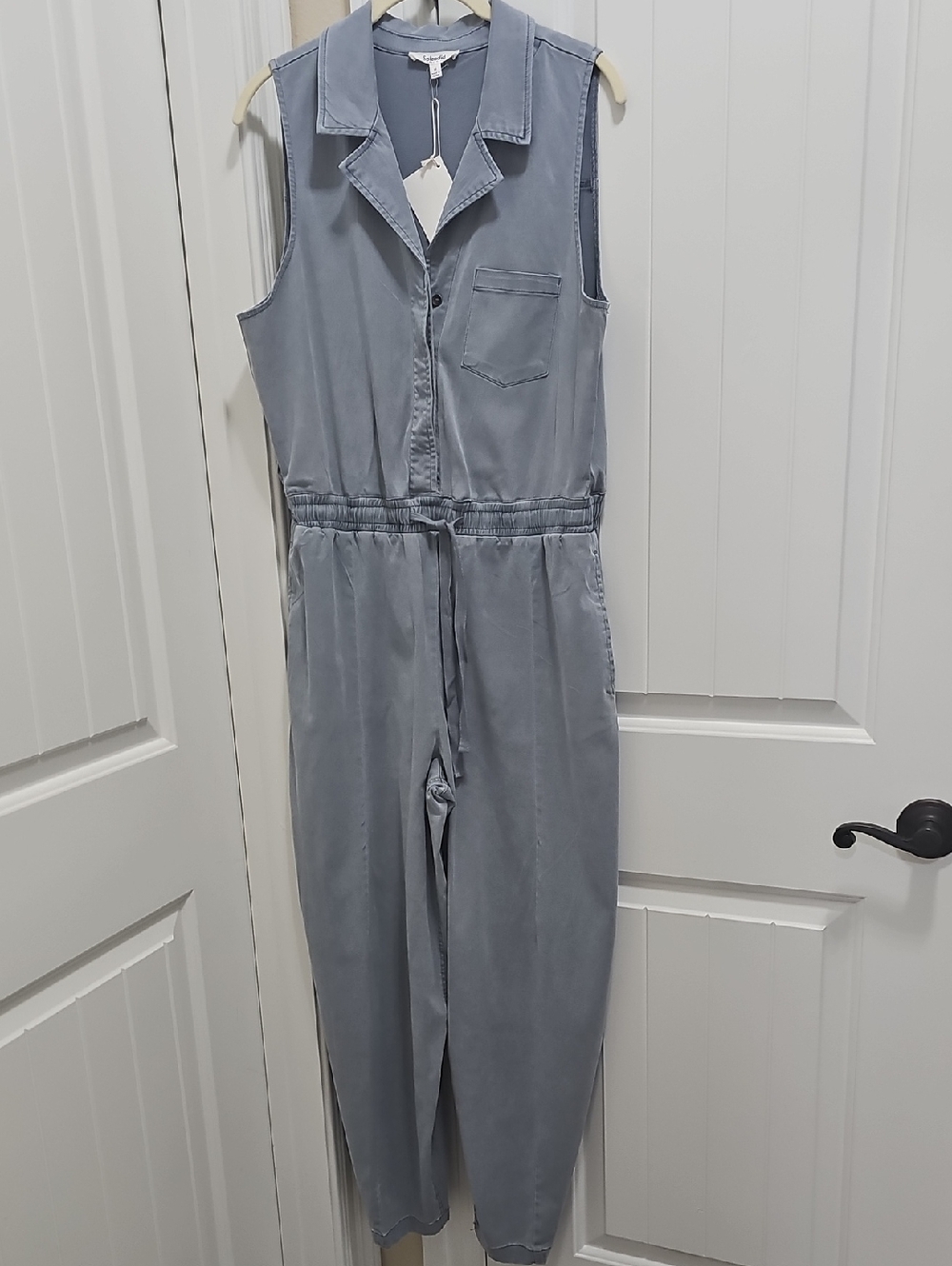 Splendid Sleeveless Drawstring Jumpsuit - Dusty Blue